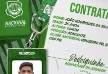 Nacional de Patos anuncia atacante Rodriguinho no dia do aniversário do clube